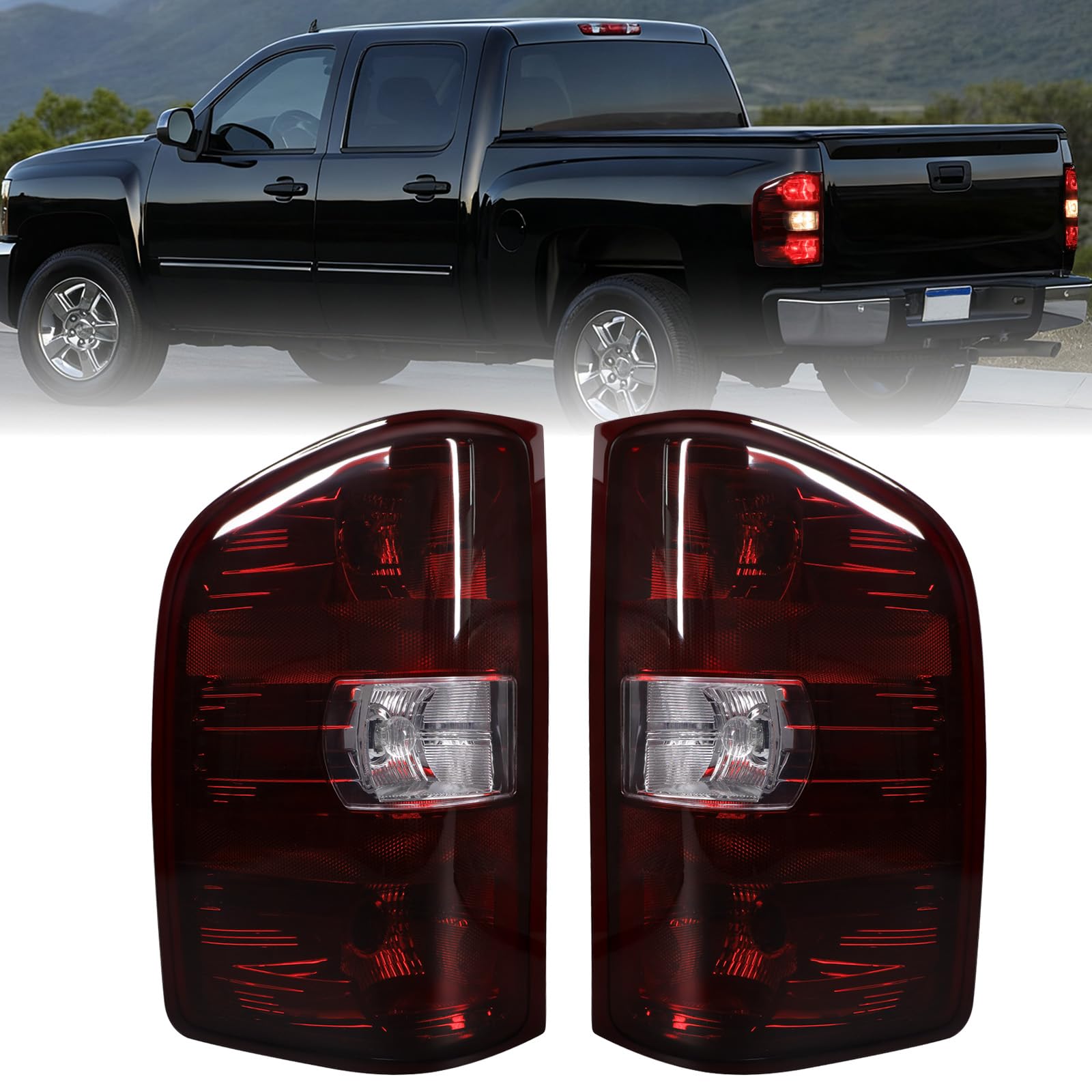 Photo 1 of MAYELLO Smoked Red Tail Lights w/Bulbs Compatible with 2007-2013 Chevrolet Silverado 1500, 2007-2014 Chevy Silverado 2500 3500 Single Rear Wheel, Plug & Play Rear Lamps