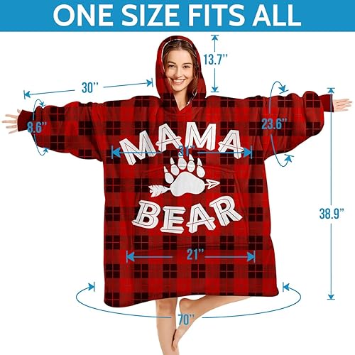 Miniatura 2 de Regalos para mamá, manta con capucha de mamá oso, manta de franela de gran tamaño con capucha para adultos, mujeres, mamá, cumpleaños, aniversario,