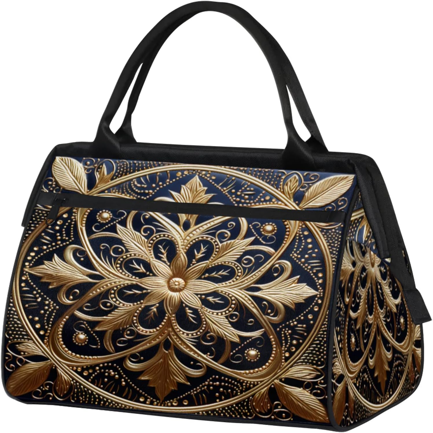 Overnight Weekender Bag for Women Men Gold Vintage Carpet Texture Waterproof Carry On Travel Duffel Bags with Zipper Lightweight Sports Gym Bag Luggage Workout Handle Bags for Traveling Yoga Camping