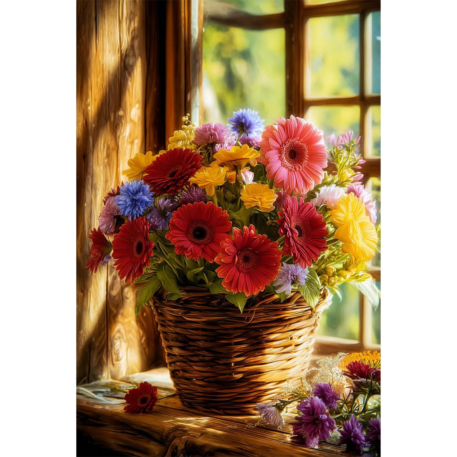 MTPGNW Gerbera Daisy Bouquet Diamond Painting Kit, Flowers Diamond Art Kits for Adults, Paint with Diamonds Round for Gift Wall Decor 7D Wall Art