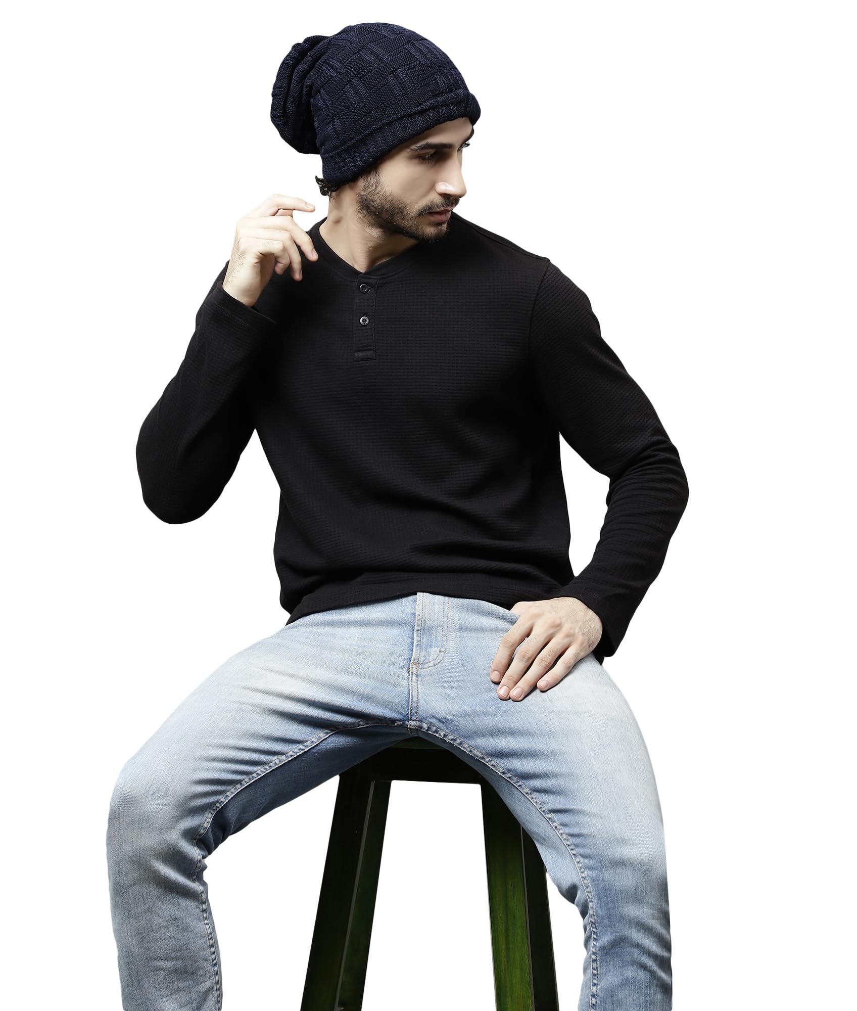 Weavers Villa Snow Proof Inside Fur Acro Wool Unisex Beanie Cap Knit Hat Thick Fleece Lined Winter Cap for Men & Women, Free Size… (Navy Blue) - Image 4 thumbnail