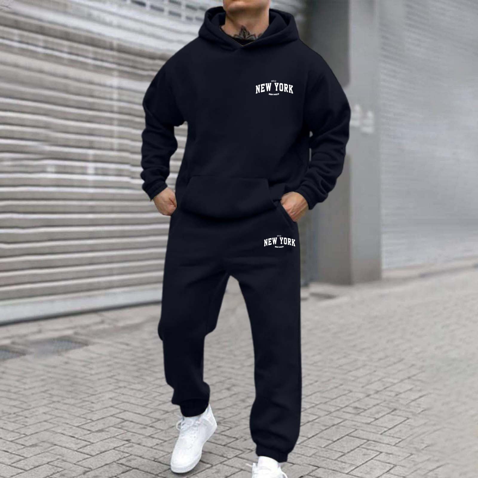 Générique Męski zestaw 2 sztuk bawełniana koszulka spodnie sportowe letnie oddychające na co dzień miękkie wygodne casualowe dres rekreacyjny lekki strój z okrągłym dekoltem moda fitness A98