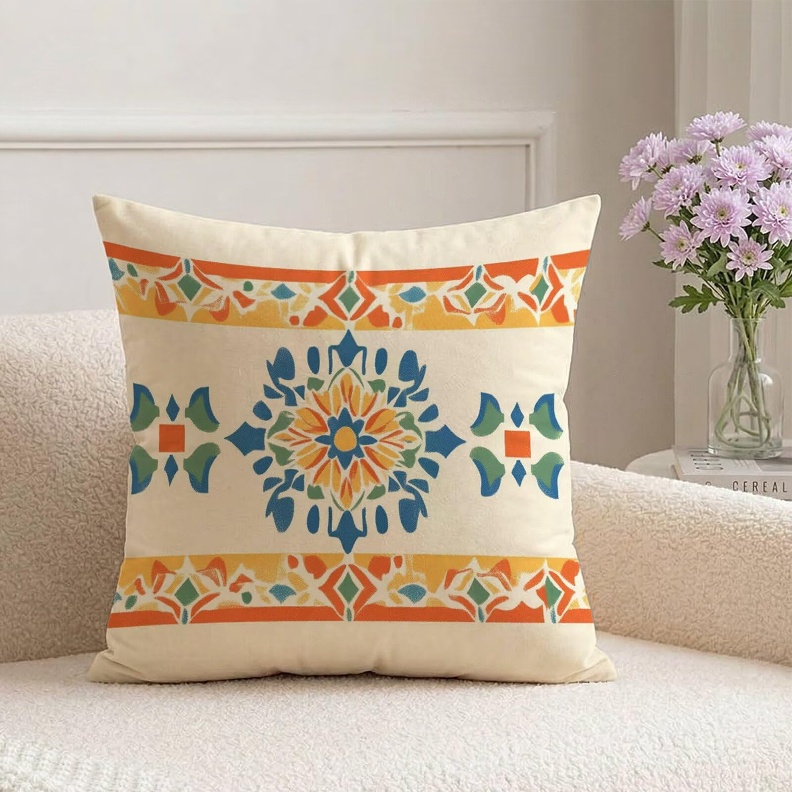 Coussin exterieur impermeable en velours haut de gamme orange 80x80 cm pour terrasse