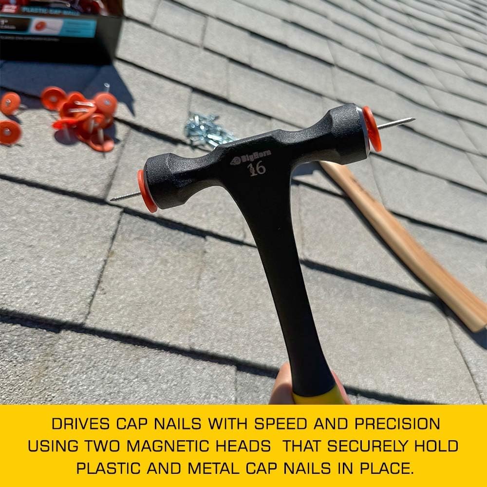 BIG HORN Magnetic Roofing Hammer - 16 Oz, Dual Head -3 BIG HORN Magnetic Roofing Hammer - 16 Oz, Dual Head -3