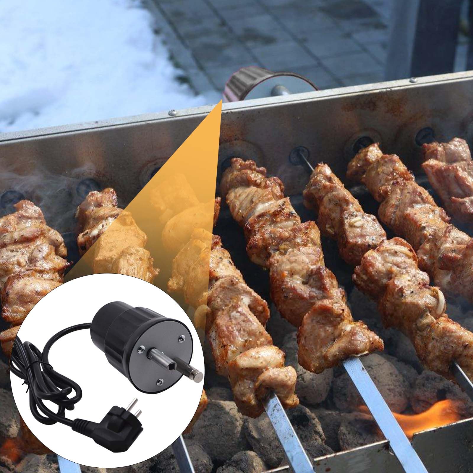GOMETY Moteur de Gril, Moteur électrique pour Barbecue, Moteur Rotatif pour Barbecue extérieur, 220 V-240 V CC, pour rôtisserie, rôtissoire, tournebroche, Accessoires pour Grils électriques