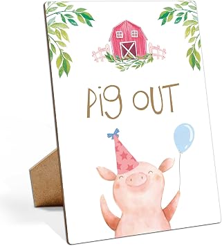 Farm Animals Birthday Party Signs,Put Out, 811 Wooden Play Sign with Stand, Farm Animal Birthday Decorations, Farm Birthday Party Supplies - LP082
