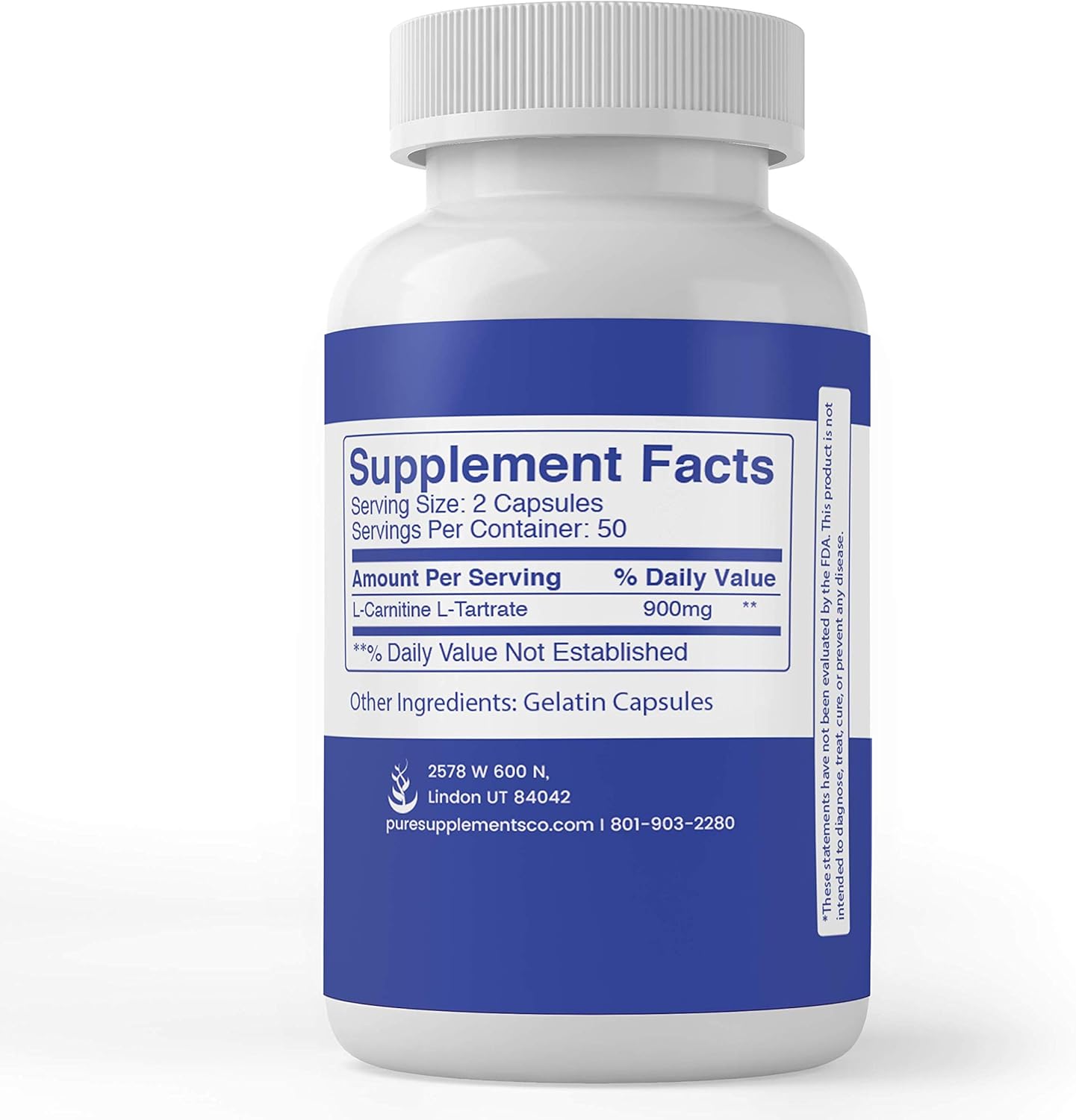 L-Carnitine Tartrate (100 Capsules) 100% Pure, Gluten-Free, Made in USA : Health & Household