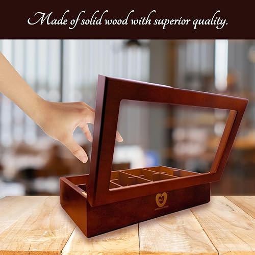 Miniatura 2 de BJOYFUL&LOVED BJL Organizador de bolsitas de té, caja de té de madera con 8 compartimentos, soporte de té de gran capacidad para almacenamiento,