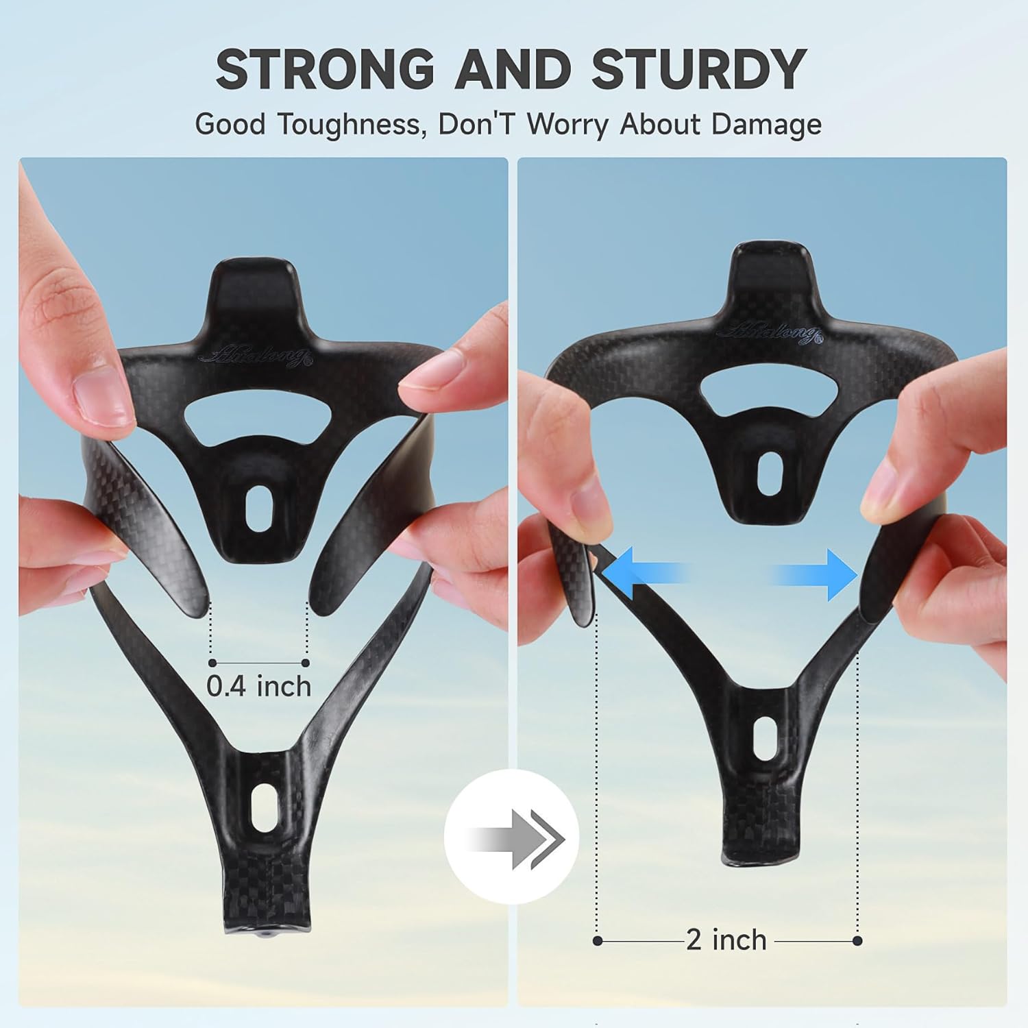 Ultra Light Carbon Fiber Bike Water Bottle Cage Holder for Road Bikes Mountain Gravel e Bike , for Diameter 70-74 mm Water Bottle, (Weight 16±2g) Black Matte