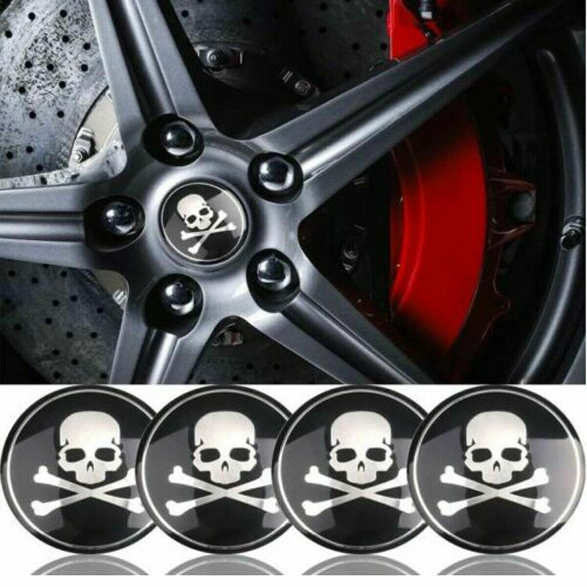 Autotrends 4pcs Racing Wheel Emblem Car Wheel Center Hub Caps Badge Sticker Decal 57mm (Danger Sign)