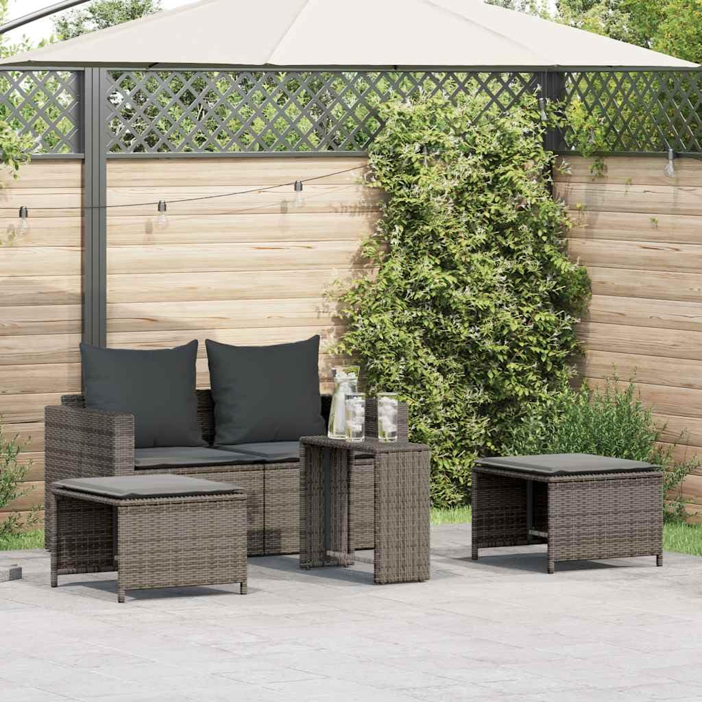vidaXL Set de Muebles de jardín 5 pzas y Cojines apilables Gris, Conjunto de sofás de jardín, Conjunto de sofás de Exterior, Conjunto de salón de jardín
