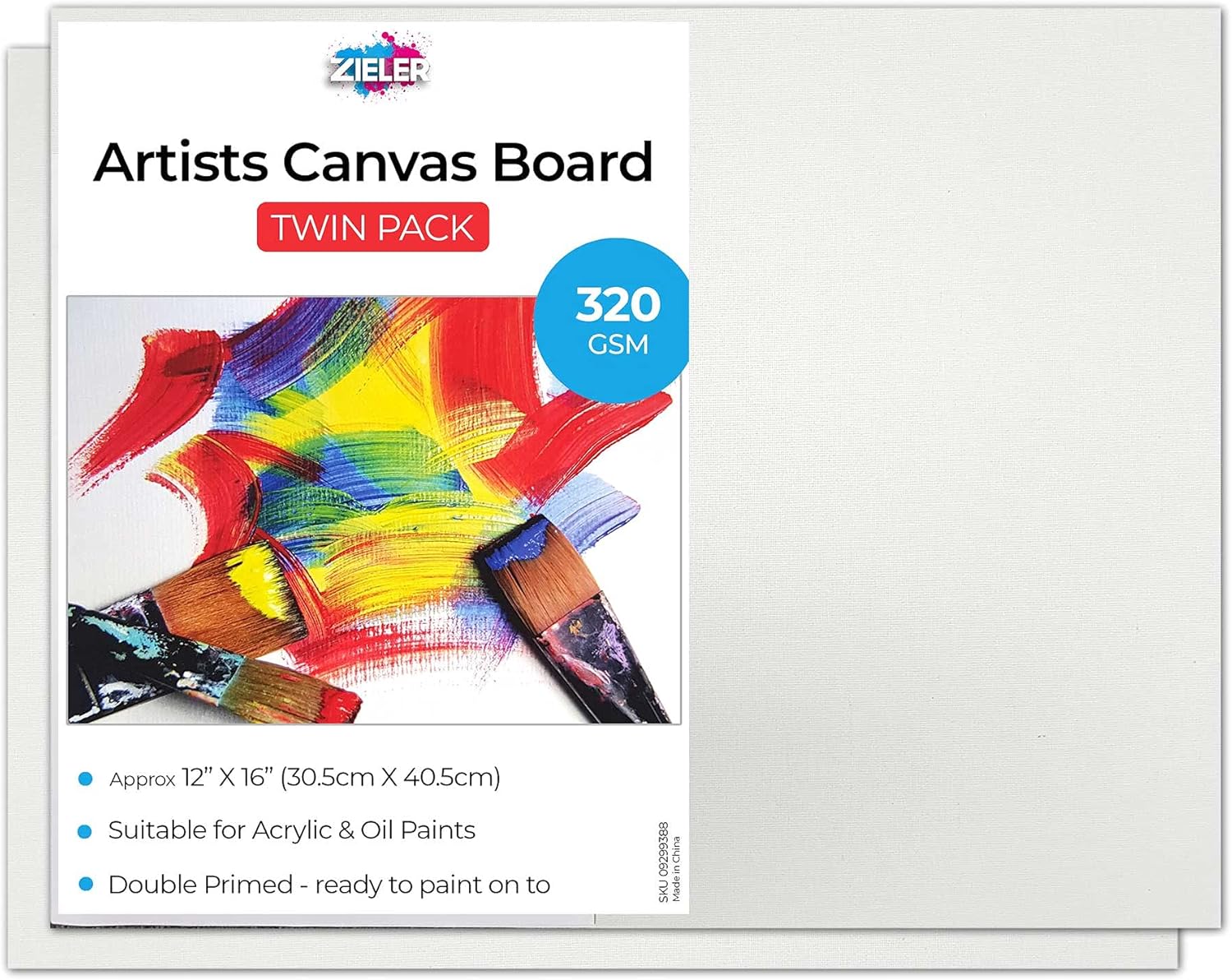 2 Stretched White Canvas Boards/Panels by Zieler® (12″ x 16″) BigaMart