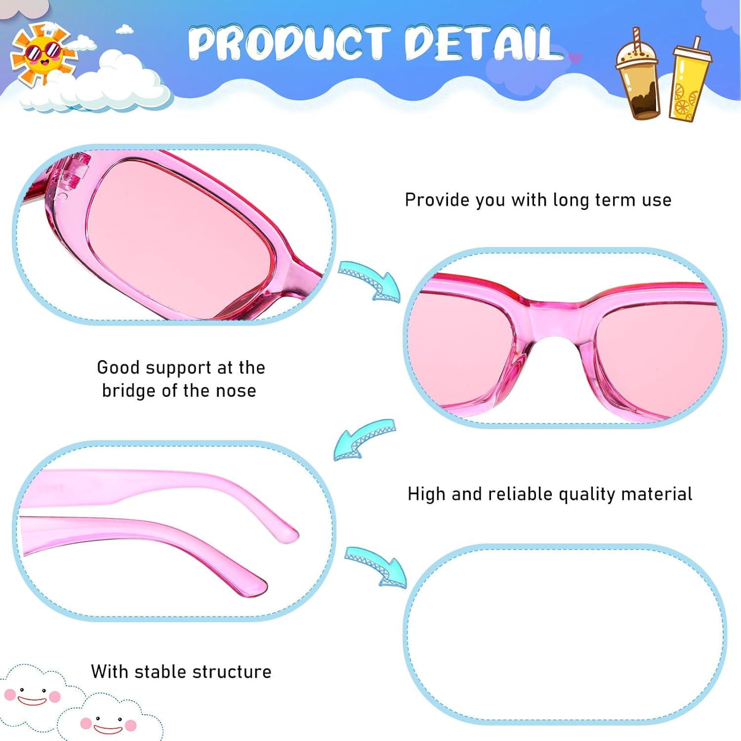 Ecally 72 Pack Rectangle Sunglasses for Women Men Retro Trendy Driving Glasses 90's Y2k Glasses Women's Sunglasses and Eyewear Accessories Square Frame, Multicolor - Image 3