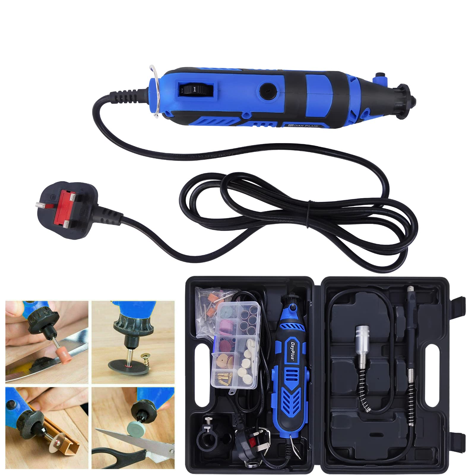 Utensile multifunzione da 135 W, set di 77 accessori, 3 dispositivi di fissaggio, 6 regolazione della velocità, paletta girevole variabile 1000032000RPM per taglio, intaglio, foratura, incisione,