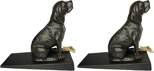 Vista 13 de Lulu Decor, Tope de puerta de perro de hierro fundido, topes de puerta de peso 5 libras (negro)