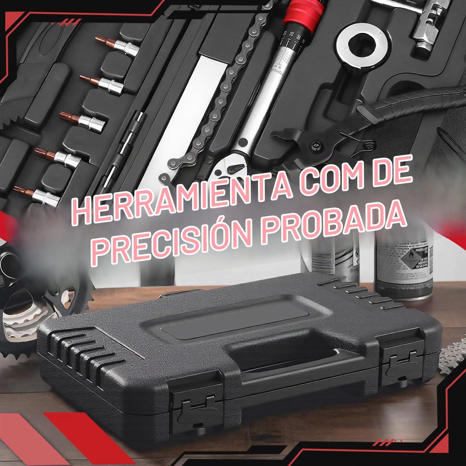 Estuche de Herramientas, Juego de Herramientas de Reparación de Bicicletas en Acero Llave Dinamométrica para Bicicletas de 5 a 25 NM Juego de Herramienta para Bicicleta