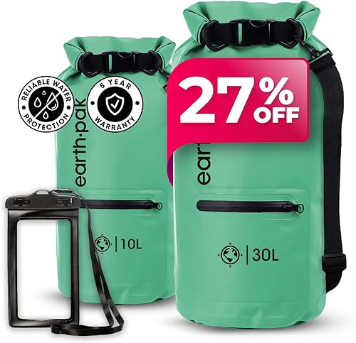 Miniatura 1 de Earth Pak Bolsa seca impermeable con bolsillo con cremallera, mochila impermeable que mantiene el equipo seco para navegación, camping, pesca, bolsa