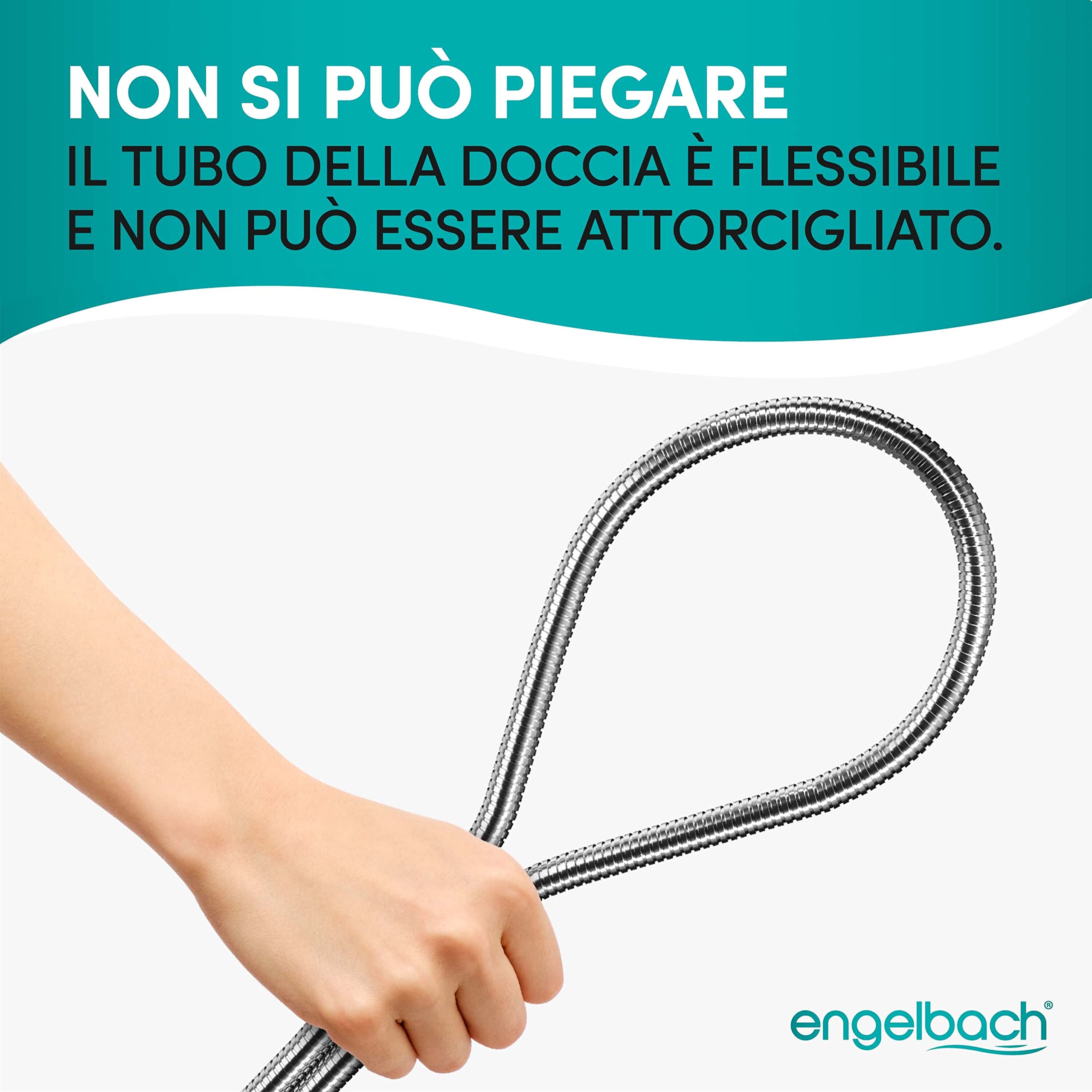 Engelbach® Tubo Doccia Flessibile 1,6m – Doppia Protezione Antitorsione – Acciaio Inox, Attacco Universale ½" – Flessibile, Resistente, Made in Germany