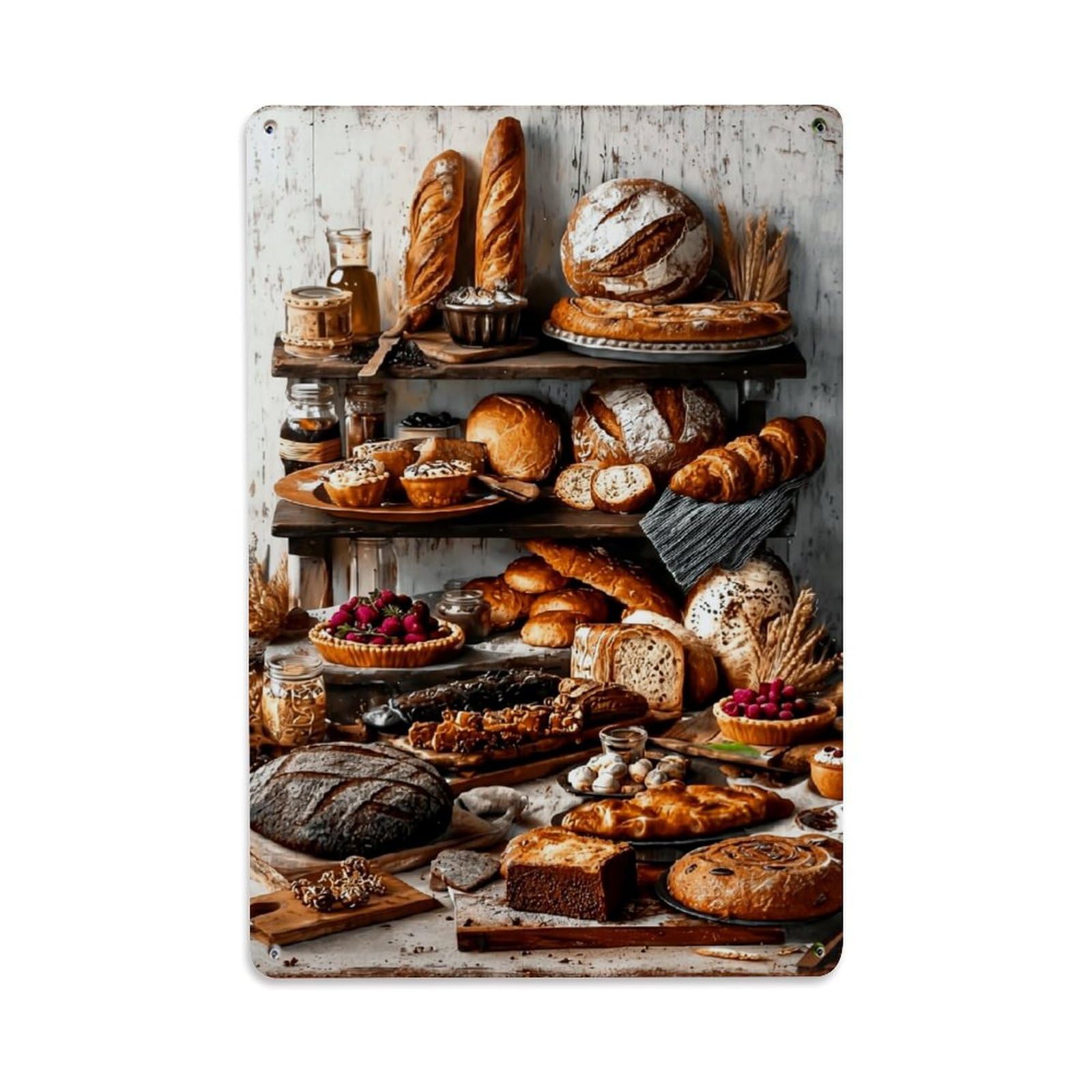 Nestemfo Vintage Assorted Baked Goods Display Arrangement Tin Sign Metal Sign, Living Room,Bar, Home, Bedroom Wall Decor,Retro Metal Poster 8X12 Inches