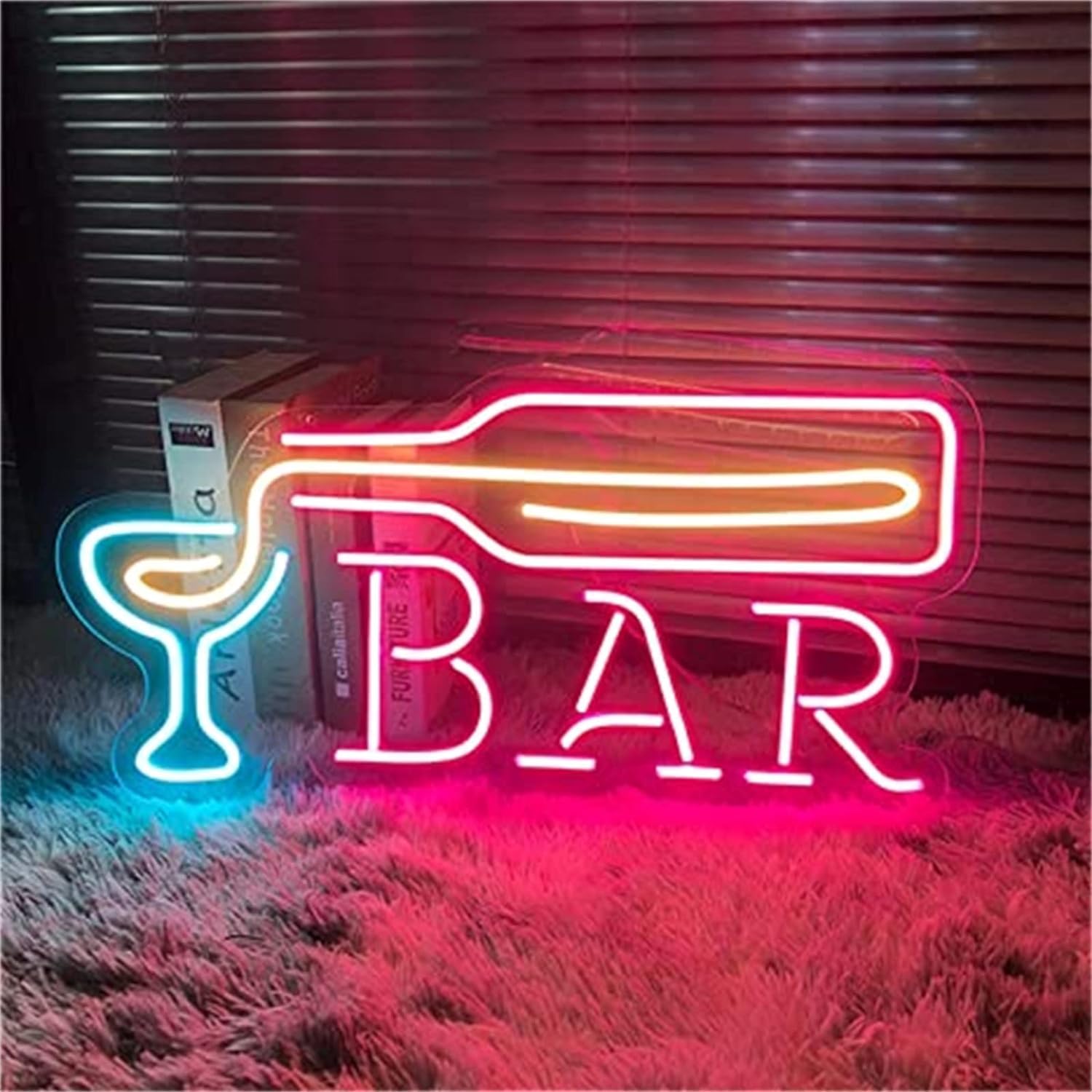 KIJyfgTR LED Neon Light Sign Bar Neon Signs, Wine Glass Decor USB Powered Acrylic LED Neon Lights, Wall Hanging Night Lamps Custom Signboard, 40X20cm