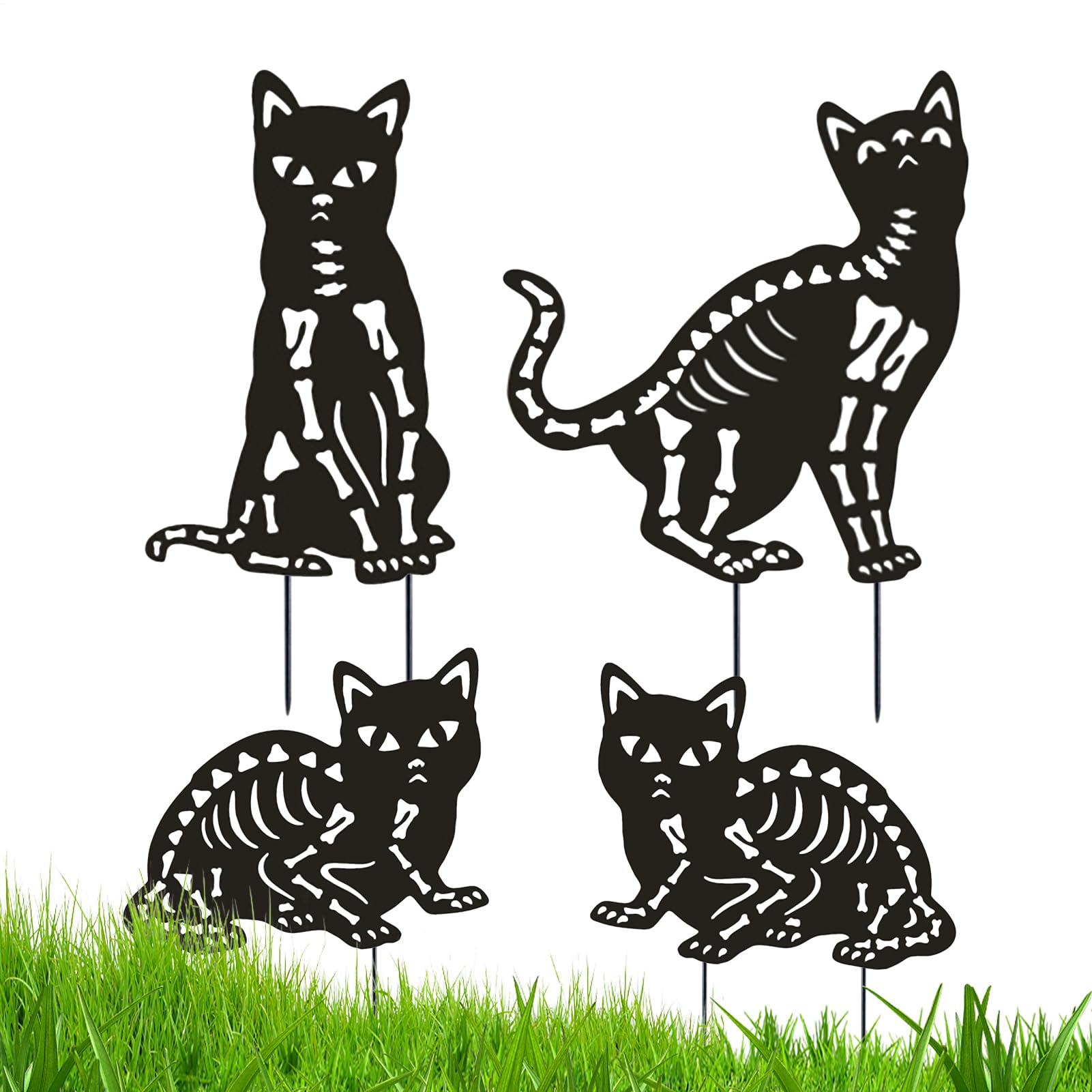 Piquet de jardin chat d'Halloween pour une décoration extérieure sans effort