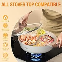 Vista 2 de DEZIN 5-QT Olla de Doble Sabor Shabu Shabu con Divisorio, Olla de Inducción Antiadherente de Doble Cara, Olla de 12 Pulgadas Dividida para Cocinar