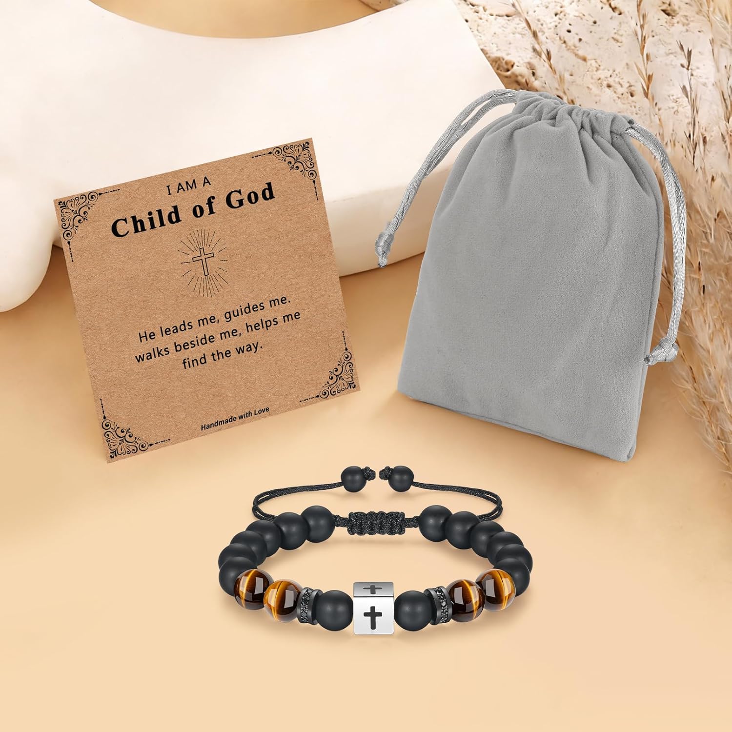 Adjustable Beaded Cross Bracelet for Boys Men Kids, Easter Graduation Christian Valentines Day Christmas Birthday Baptism Gifts for Boys Teens Son Grandson Nephew - Image 6