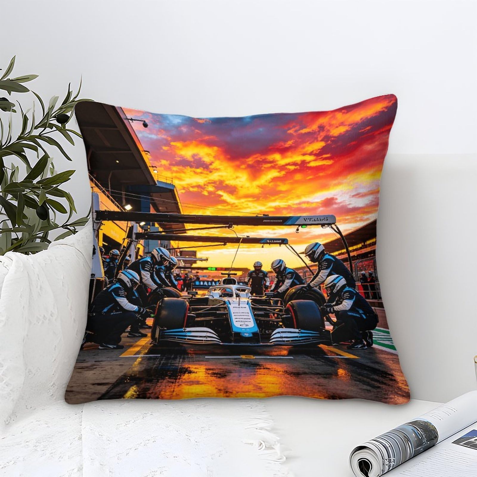 3U6C4M9K Formulaa Racing Printed Throw Pillow Covers Home Bedroom Living Room Decorative Gifts Square Pillow Case Pit Stop, 40x40cm