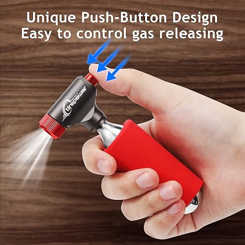 Miniatura 8 de Ctrepower Inflador de CO2 para neumáticos de bicicleta - Bomba de CO2 Presta Schrader con diseño de botón para control de flujo de aire