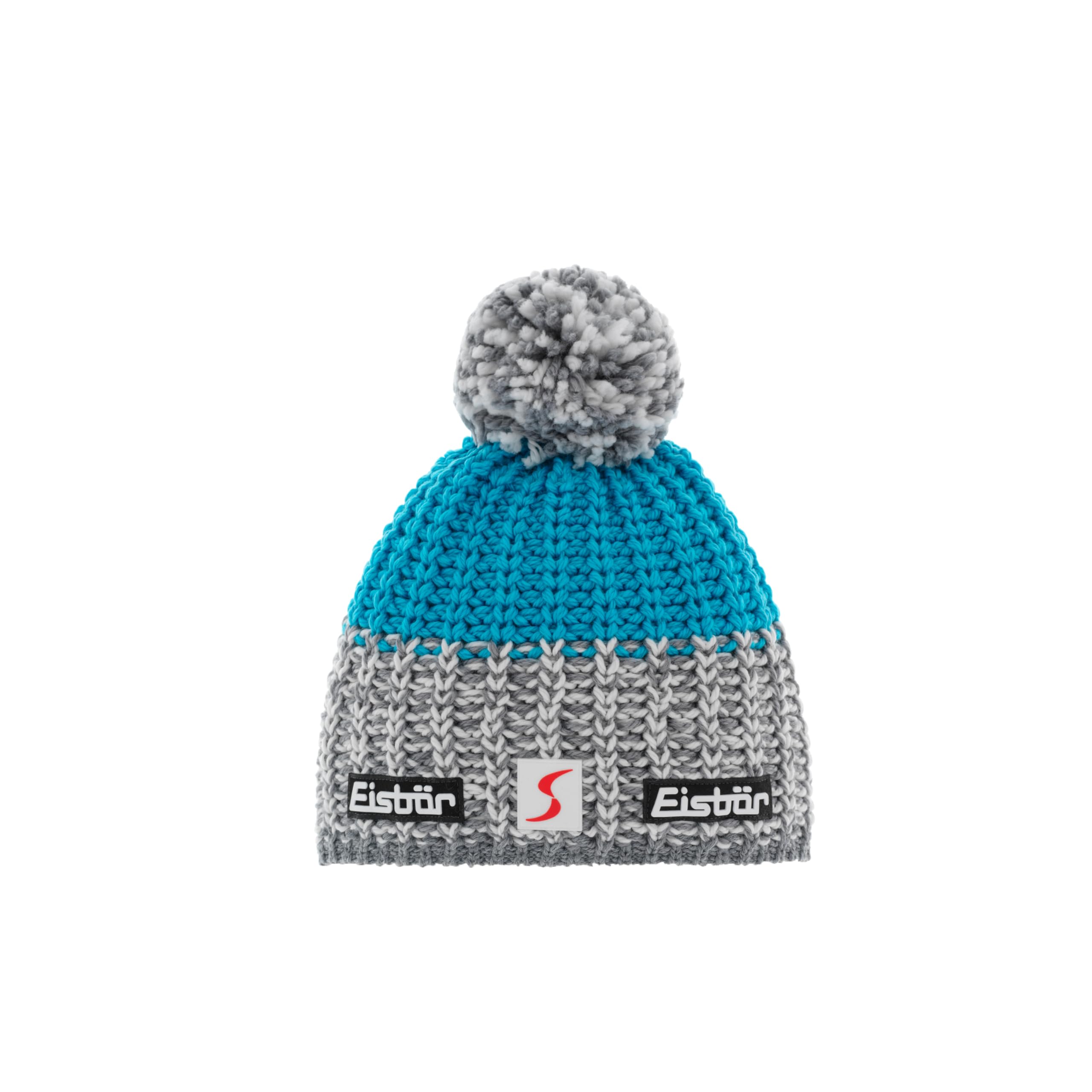 Eisbär Women's Blue-Grey Refocus Skipool Pompom Hat Wool Beanie Winter (One Size - )