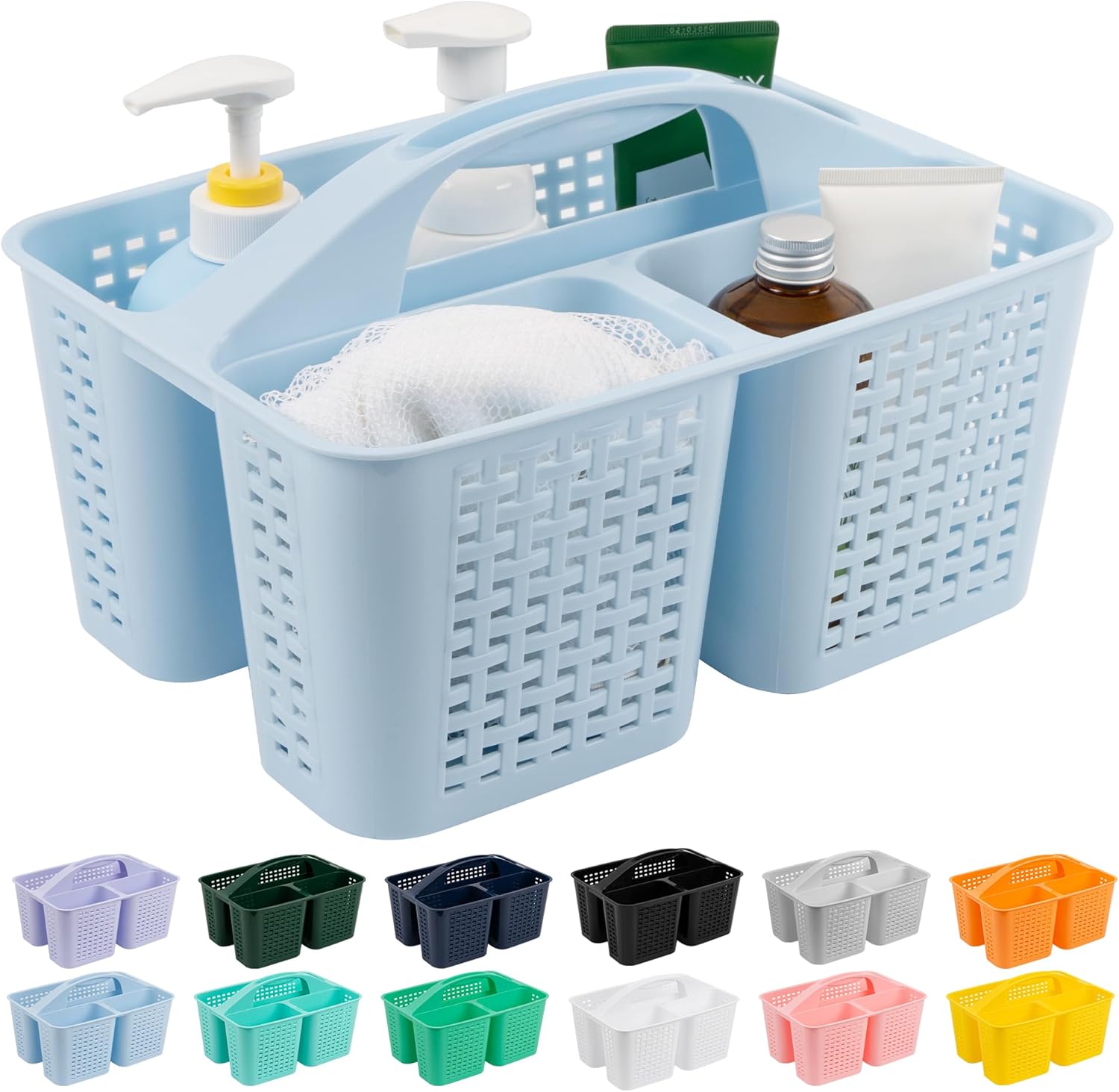 Tiawudi Portable Shower Caddy, Caddy Organizer with Handle, Plastic Shower Basket Hold Soap, Shampoo, Hair Supplies and Beauty Products, Cleaning Supplies Organizer for Home, Dorm, Shelf and Cabinet