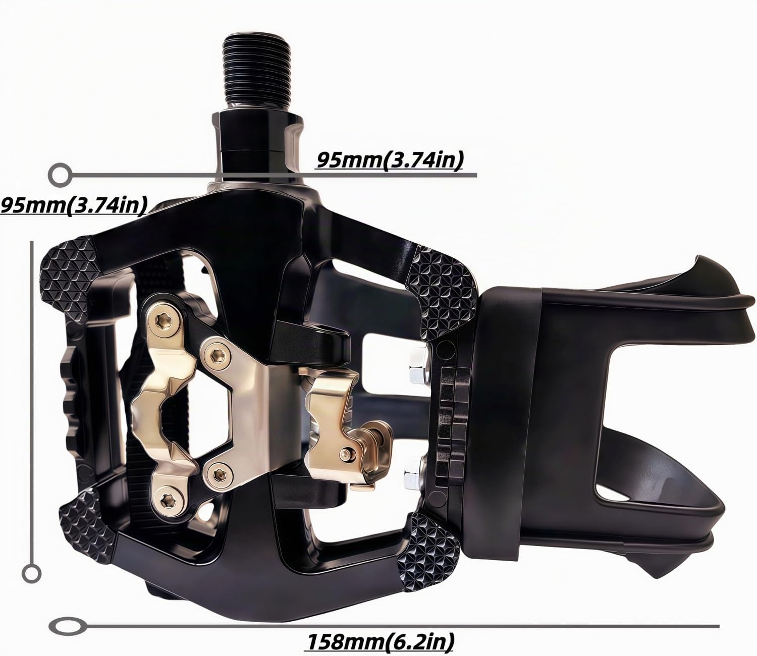 YBEKI Pedales de Gama Profesional para Bicicleta Estática – sin Clips + Calapiés y Correa – Compatibles con Peloton, Schwinn, Sunny y la mayoría de Bicicletas de Interior – Eje de 9/16″