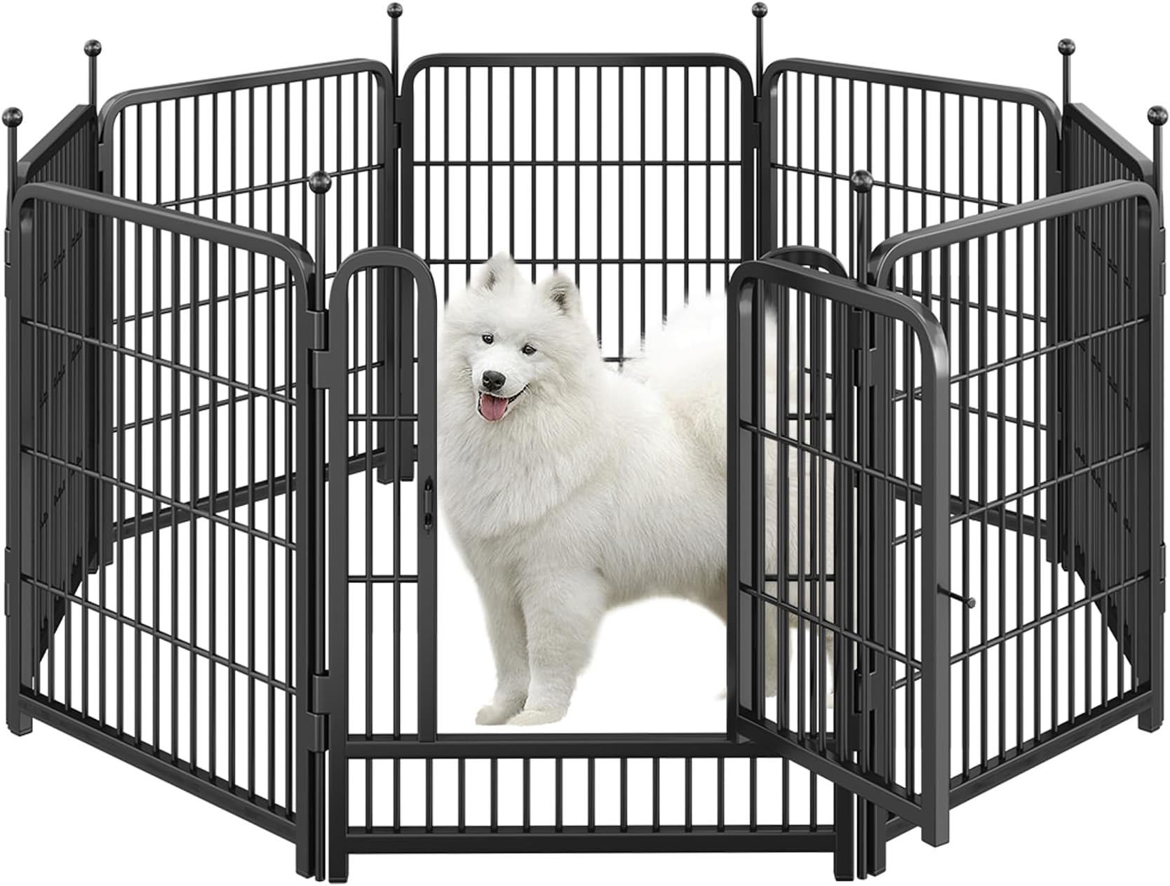 Dog Playpen,Portable Outdoor Dog Fence, Dog Playpen for Large/Medium/Small Dogs, Dog Fences for the Yard,with Doors Foldable Metal (32 inch, 08 Panels)