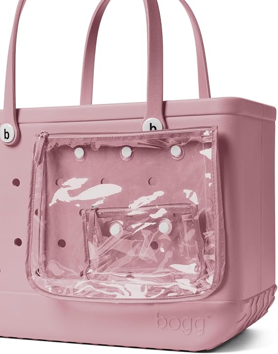 BOGG BAG Original Large Tote 19 x 14 x 9 Durable, Washable, Tip-proof Beach, Pool, Boat, Work, Sports (Blushing with White Buttons)
