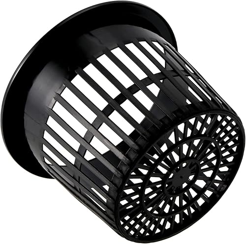 Miniatura 3 de JOIKIT Paquete de 50 macetas de red de plástico de 5 pulgadas, macetas de red de cultivo hidropónico, copas de red de malla ranurada para jardín