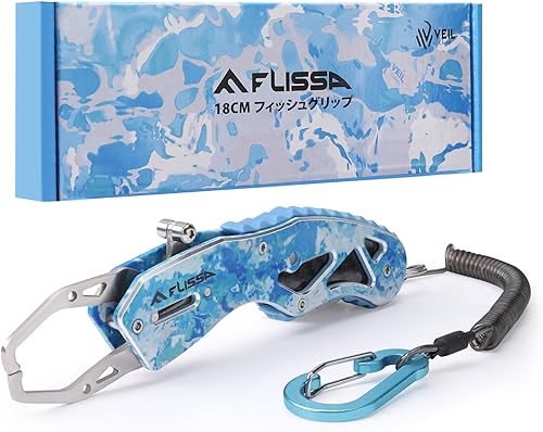 Miniatura 9 de FLISSA Pinza para peces de 7 pulgadas, acero inoxidable, soporte ligero para peces capturados, agarrador de 40 libras
