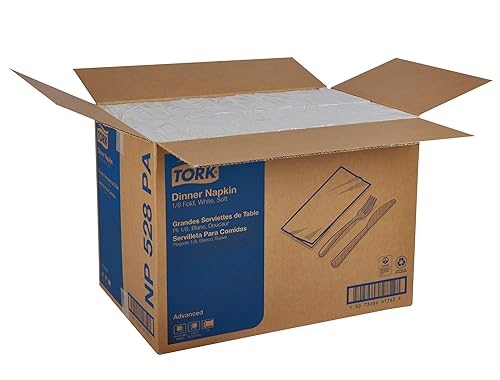 Miniatura 7 de Tork Servilleta blanca suave para cena, 1/8 doblez de 2 capas, 15.0 in x 17.0 in, 28 x 100 servilletas, NP528PA
