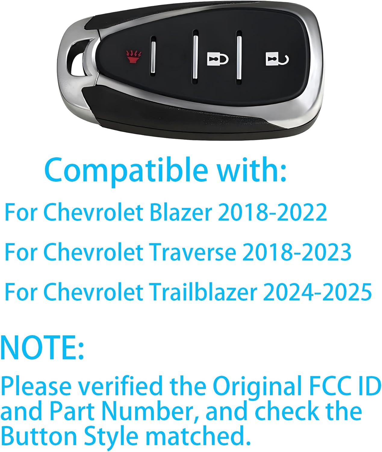 Smart Key for Chevrolet Blazer 2018-2025, Alliskeys 3-Buttons Proximity Remote Control Key Fob Replacement for Chevy Blazer Traverse Trailblazer 2018-2025 HYA4EA HYQ4ES