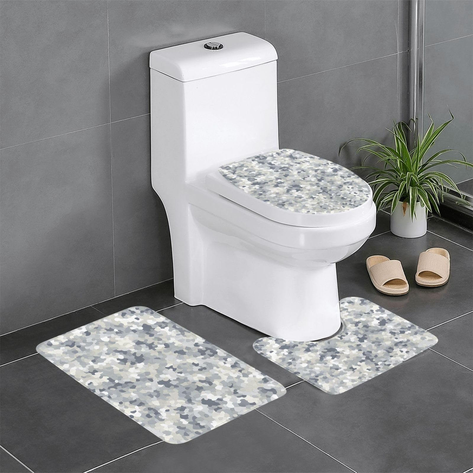 Tapis de salle de bain camouflage lot de 3 antidérapants 61x40cm
