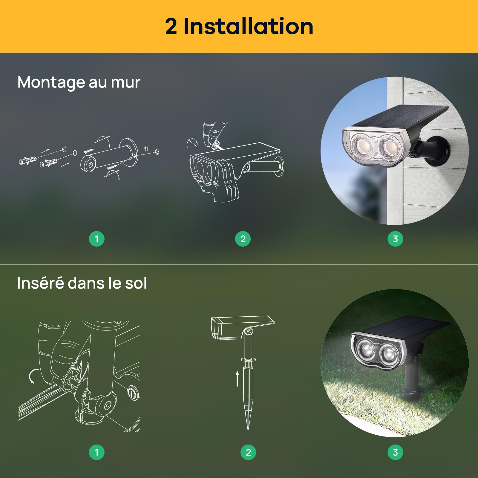 Linkind Spots Solaires Extérieur Jardin, Blanc Froid 6500K, IP67, Lampe de Jardin LED StarRayS, 2 en 1, 4 Pcs