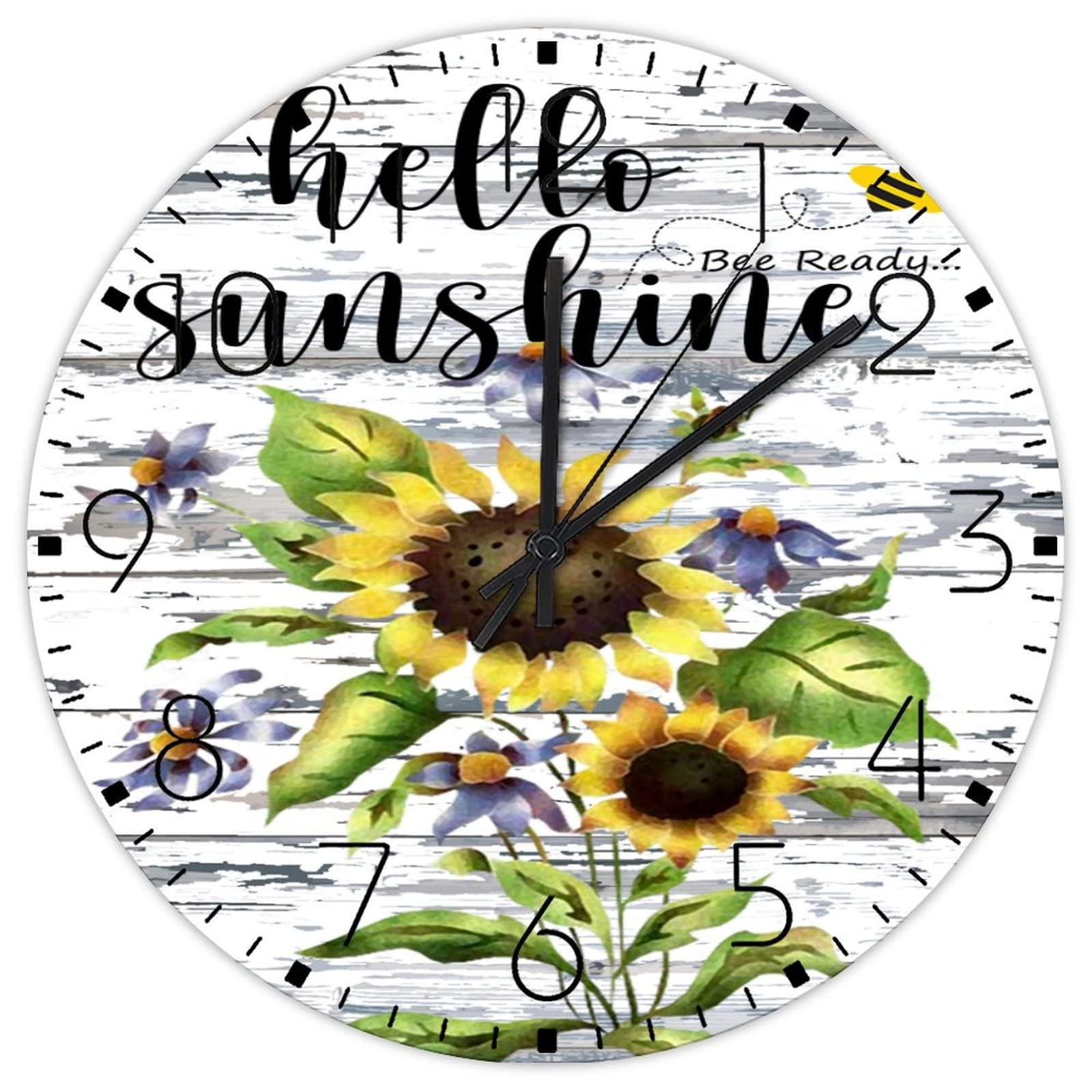 Horloge murale pour chambre à coucher au design de tournesol jaune