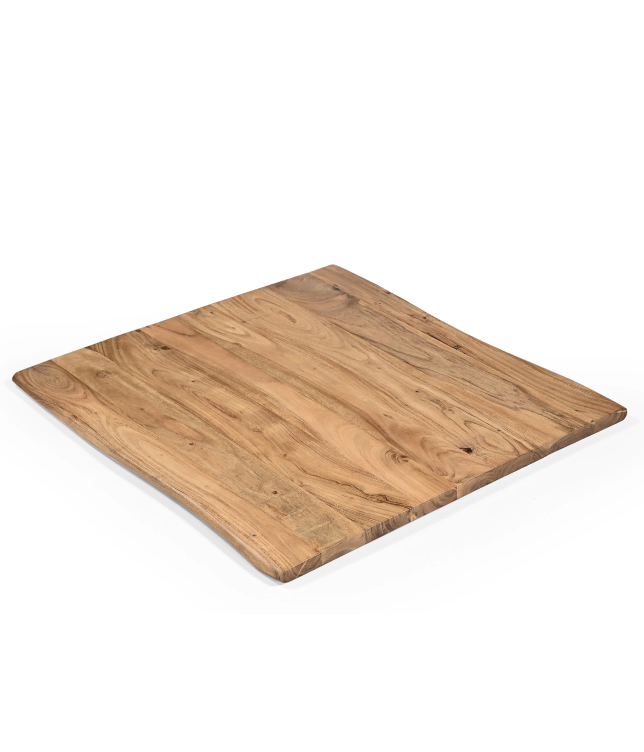 Linele® Massivholz Tischplatte 80x80 cm – Akazienholz mit natürlicher Baumkante – 2,6 cm Starke, handgefertigte Holzplatte – Für DIY Couchtische, Beistelltische & Möbelprojekte – Ohne Gestell