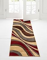 Vista 11 de Unique Loom Barista Collection - Alfombra Ngada (2 pies 2 pulgadas x 3 pies 1 pulgada, Rectangular, Beige/Rojo)