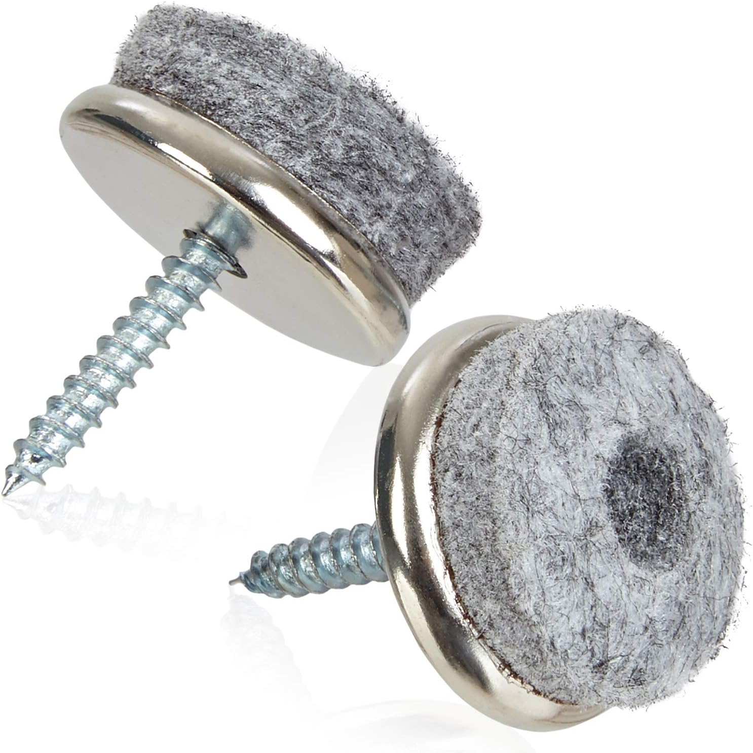 Pretex 20 Felt Pad Furniture Glides Diameter 22 mm in Grey (Phillips Head Screw), Parquet Furniture Sliders, Chair Glides