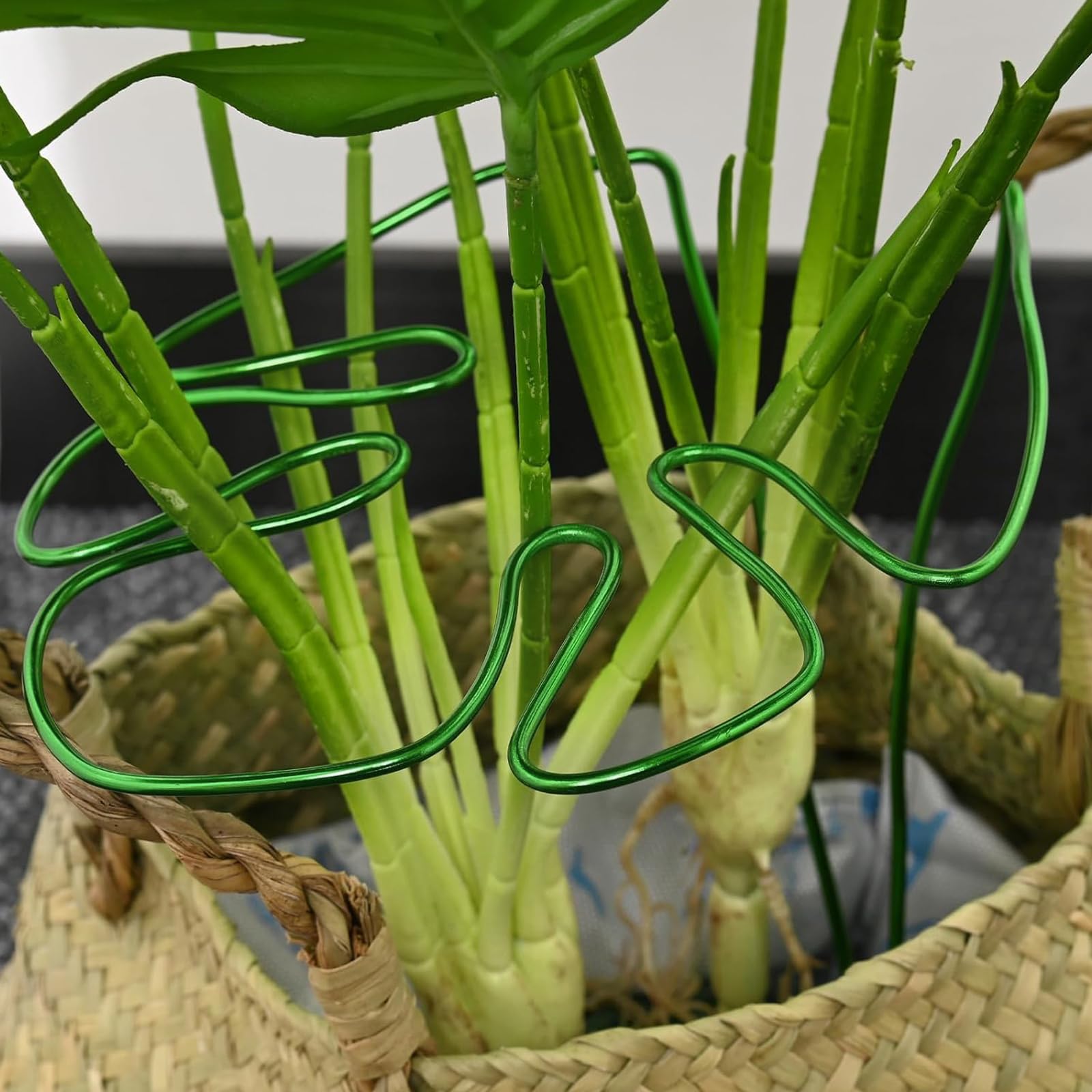 Zestaw 2 wsporników do roślin pnących Monstera, aluminium z wyjątkowym wzorem liści do roślin pokojowych, wszechstronna podpórka do łodyg alocazji i monstery (zielona)