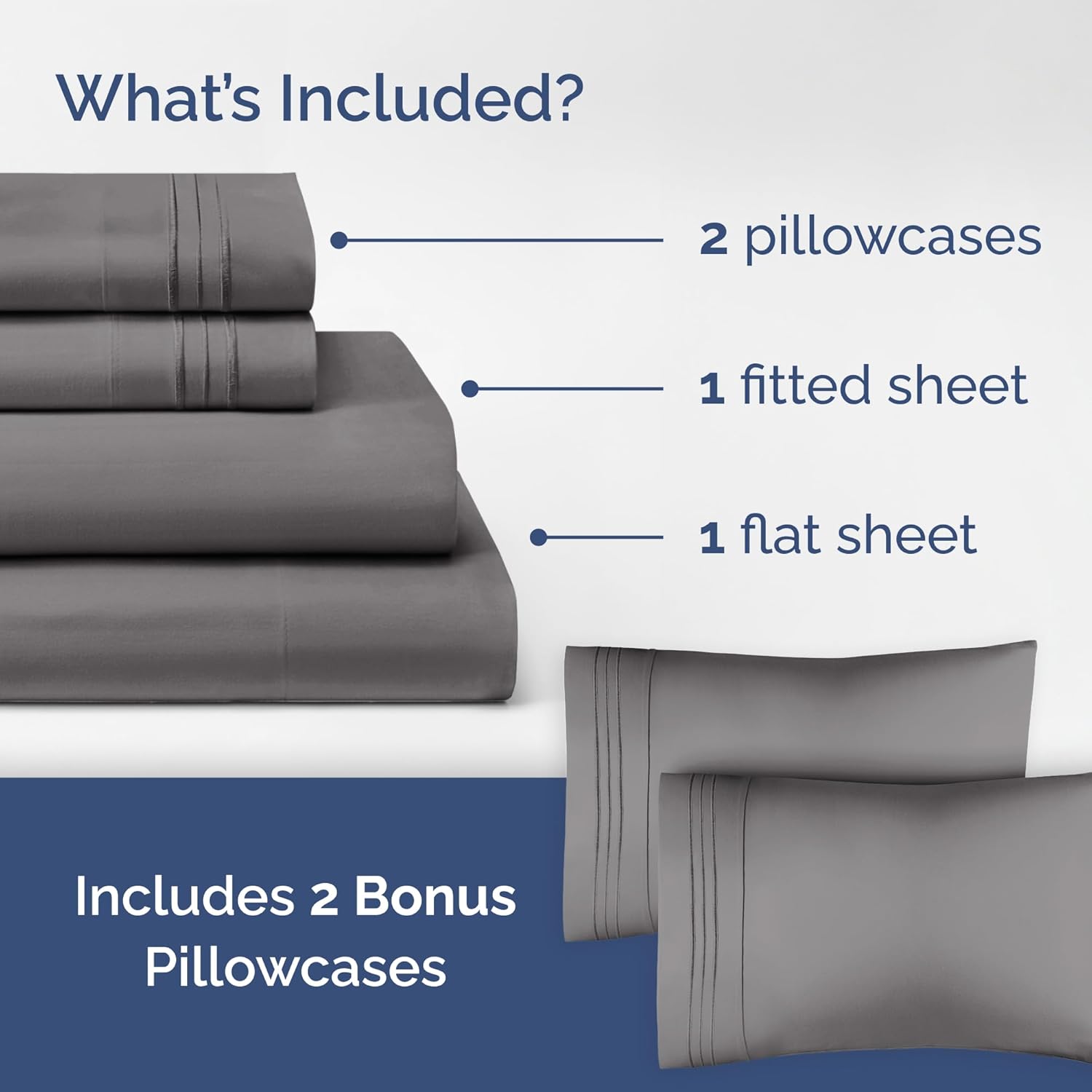 Dark Grey 4-Piece Sheet Set & Pillowcase Bedding Bundle (Full Size) - Complete Full Sheet Set & 2 Pillowcases w/ Deep Pockets up to 16 inches - Comfy, Hotel Luxury Quality - Soft, Breathable & Cooling