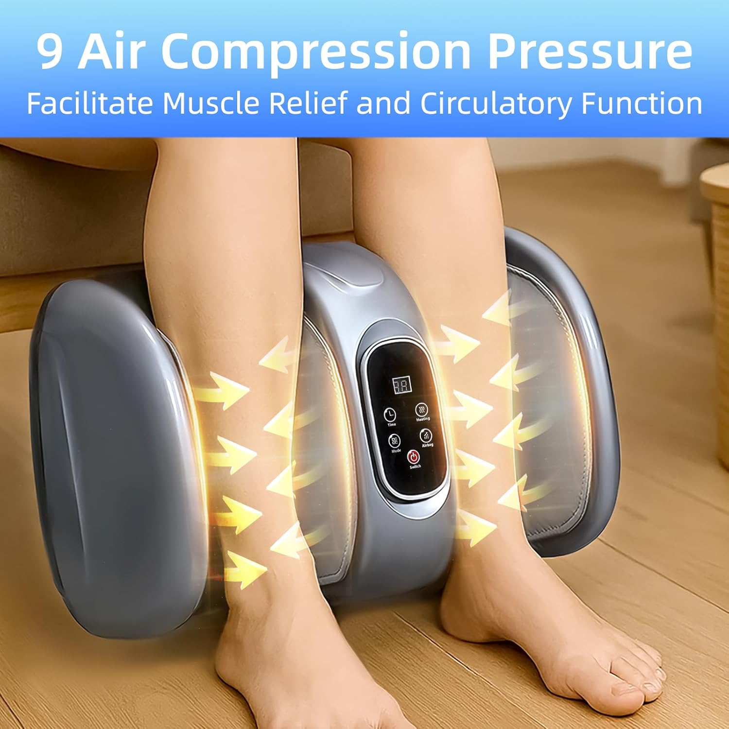 LEERCON Shiatsu Foot Massager with Heat, Foot and Calf Massager Foot Massaging Machine for Home Office Use - Gifts for Mother's Day (Grey)