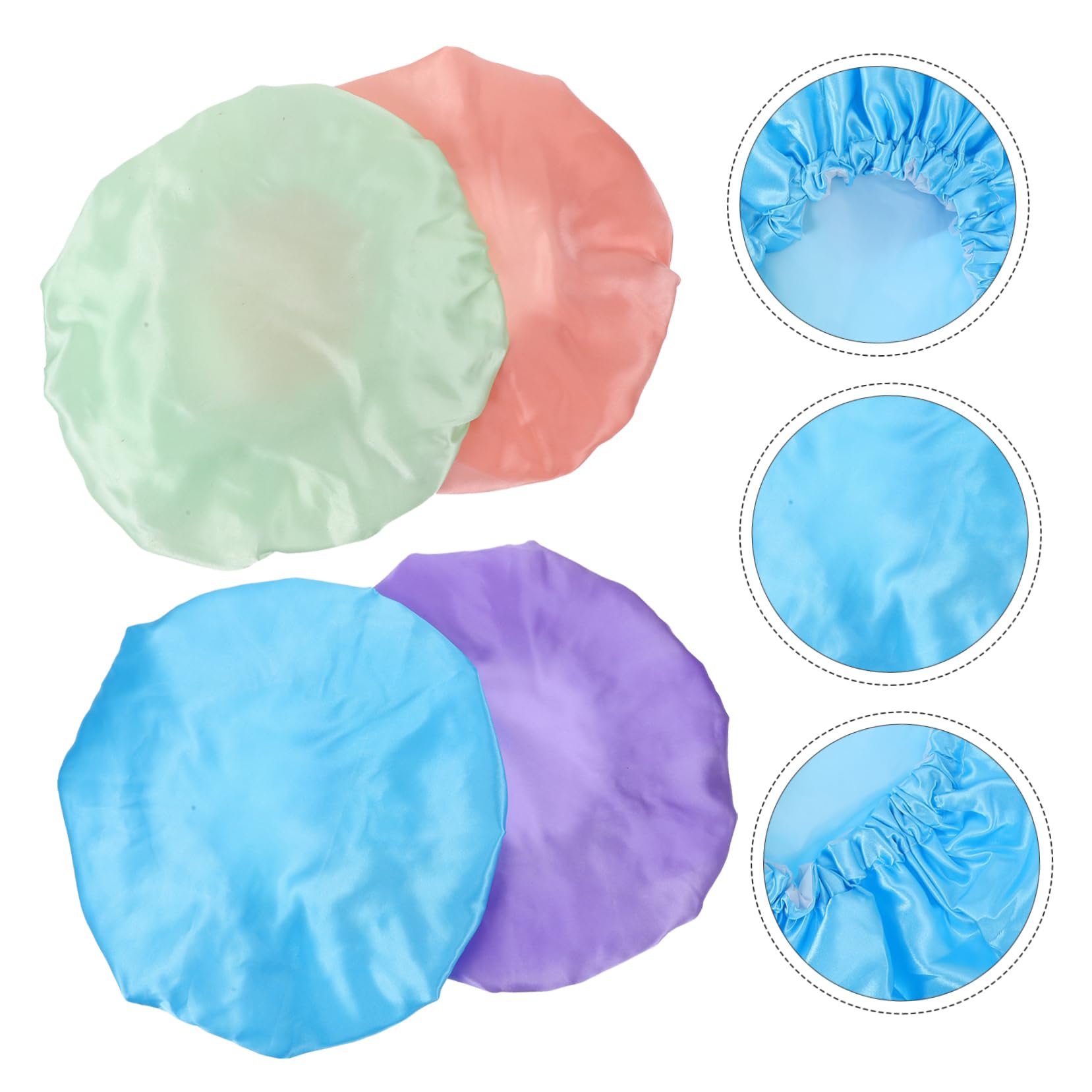Angoily 12piezas Gorro De Ducha Para Mujeres Satinado Reutilizables Protege El Cabello Baño Sueño Para Spa y Cuidado Personal