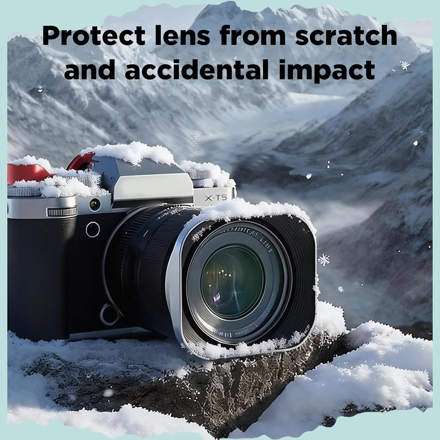 Haoge Silver Metal Square Lens Hood for Fujifilm XF33mm F1.4 R WR Lens, Fujinon XF 16-50mm,Fuji XF 23mm f/1.4 R LM WR Lens Hood Shade Bayonet Mount