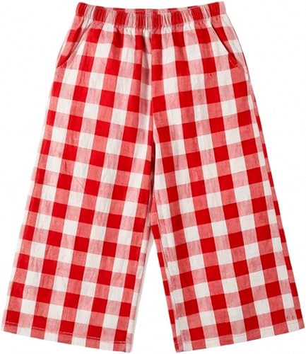 Fashionable Casual Pants for Girls Flattering Plaid Long Pants for Kids Pant for